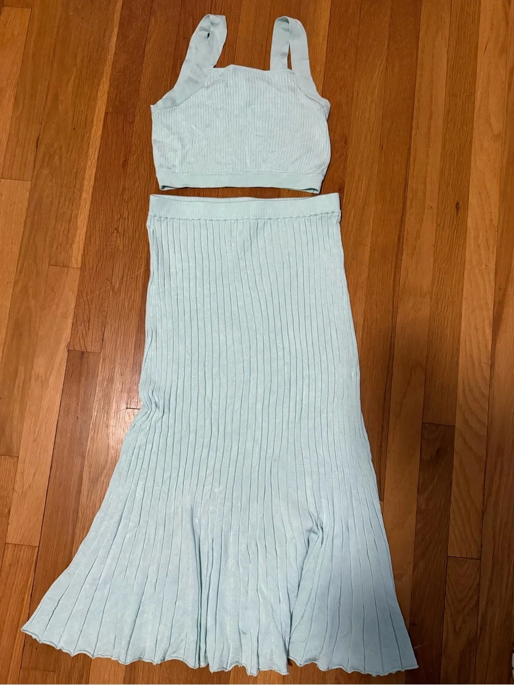 House of Harlow Light Blue Ribbed Knit Two-Piece Set - Picture 1 of 3